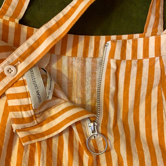 Urban Outfitters Rosie Ruffle Skirtall Overall Orange Stripe, XS - Picture 10 of 15